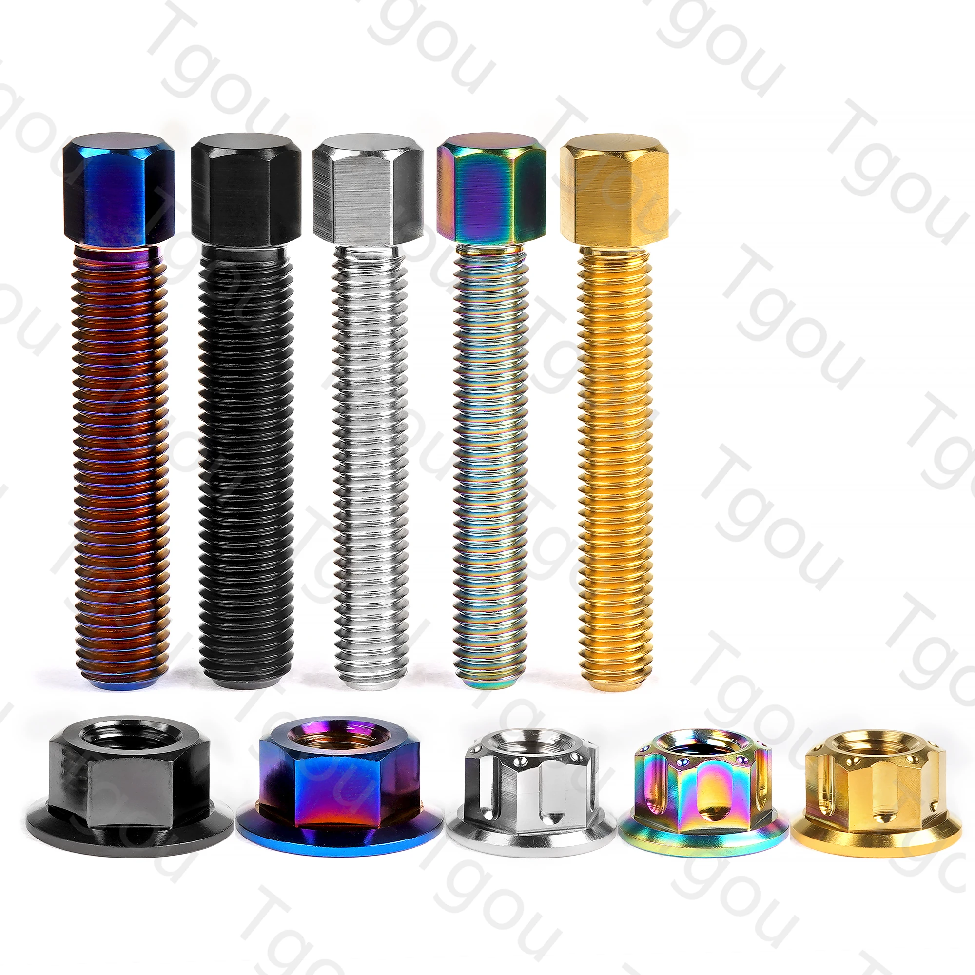 Tgou Titanium Bolts M8/M10x47mm Hexagonal Head Screw And Flange Nut Pitch 1.25mm Motorcycle Chain Tensioner Parts