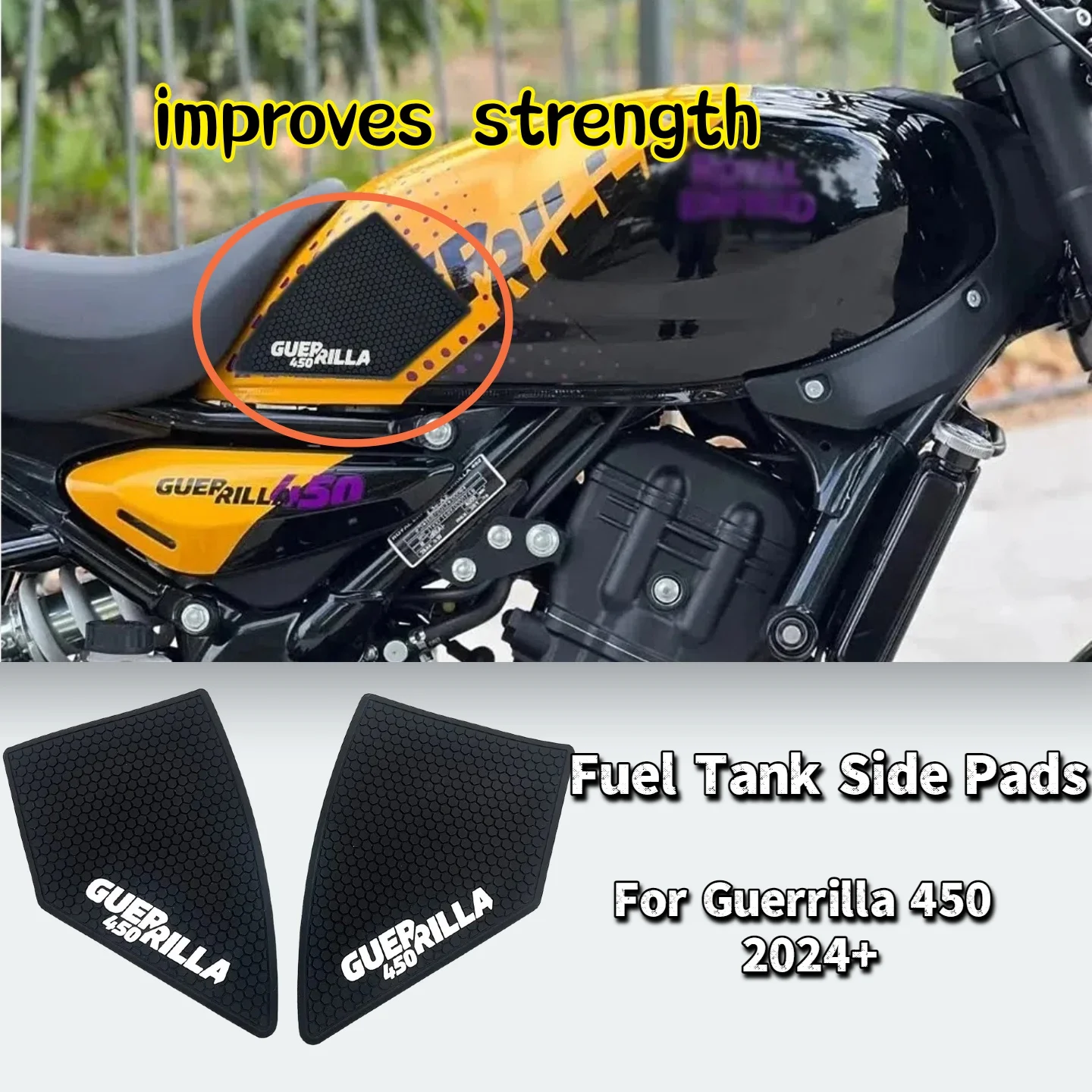 

Аксессуары для мотоциклов, боковые накладки на топливный бак для Guerrilla 450 Guerrilla450 2024 2025, нескользящие наклейки для мотоцикла