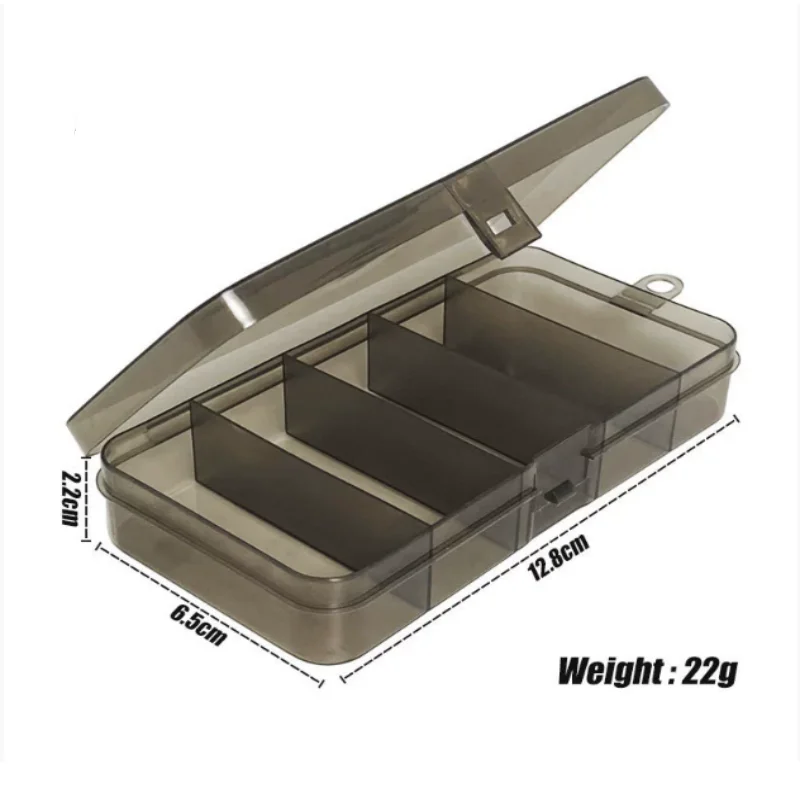 ISURE MARINE 5-Grid Plastic Fish Bait Storage Box Transparent Fishing Gear Box Fish Bait Storage Box Outdoor Fishing Supplies