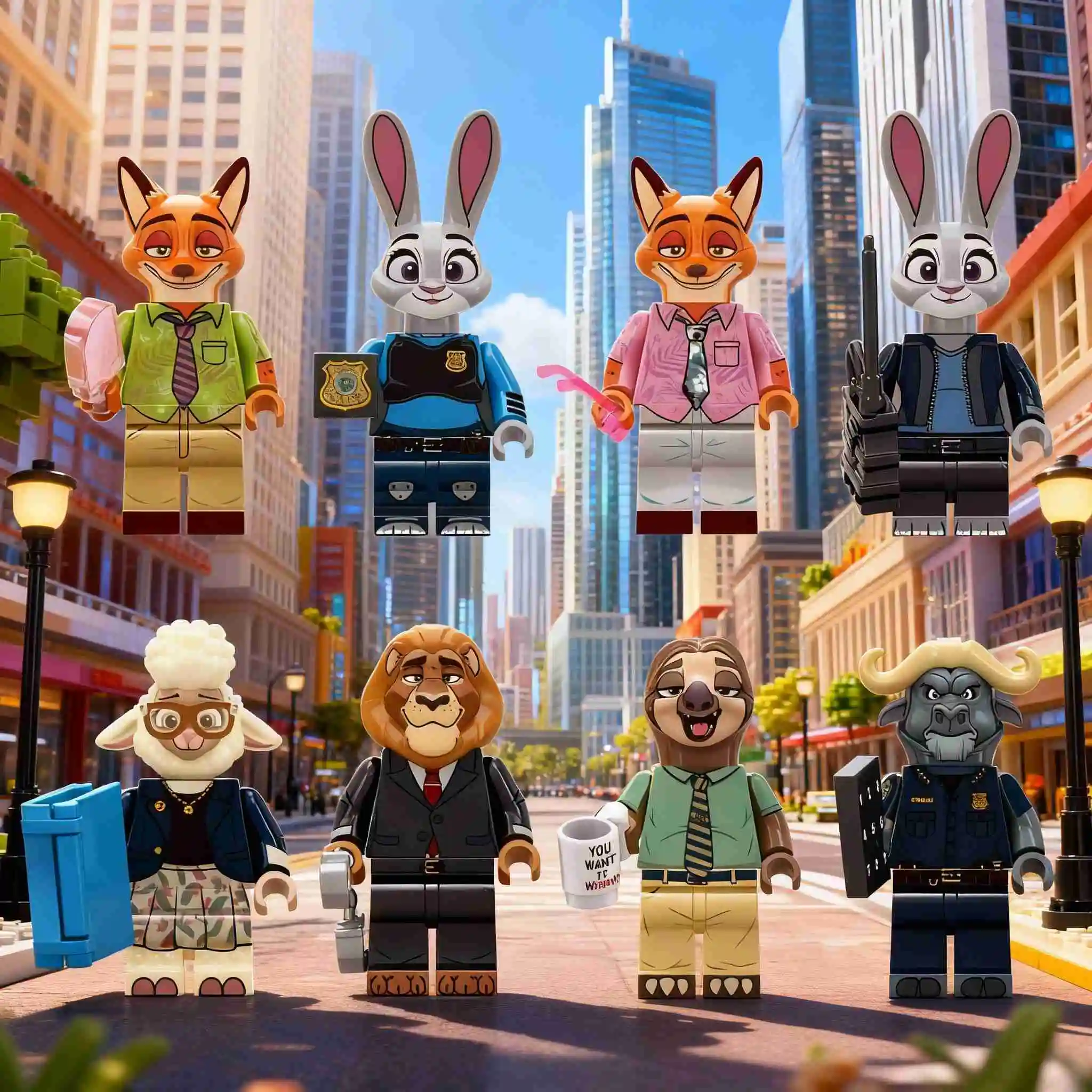 شعبية الساخن فيلم الحيوان بنة لعبة تمثال MOC الكرتون الأرنب جودي والثعلب نيك فتاة صبي لعبة الأطفال هدايا عيد ميلاد