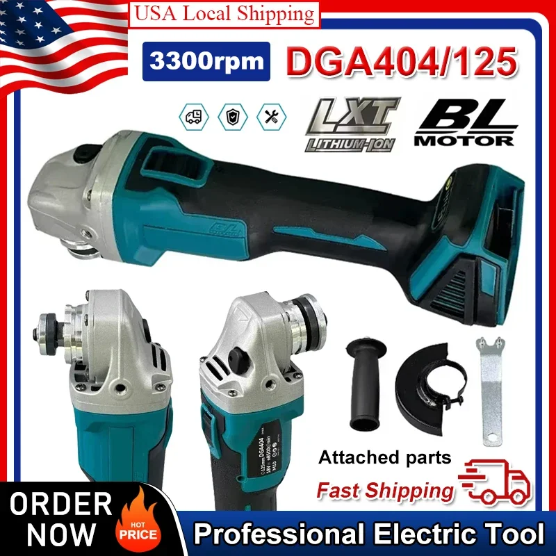 Compatible con Makita DGA404, amoladora angular eléctrica de litio sin escobillas de 125/100mm, máquina de corte recargable, máquina pulidora de alta potencia