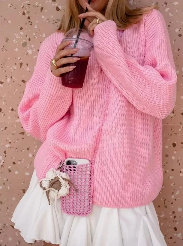 

Commuting Casual Clothes Long Sleeve Sweater for Women Sweet Women's Sweater Loose Round Neck Knitted Pullovers Temperament