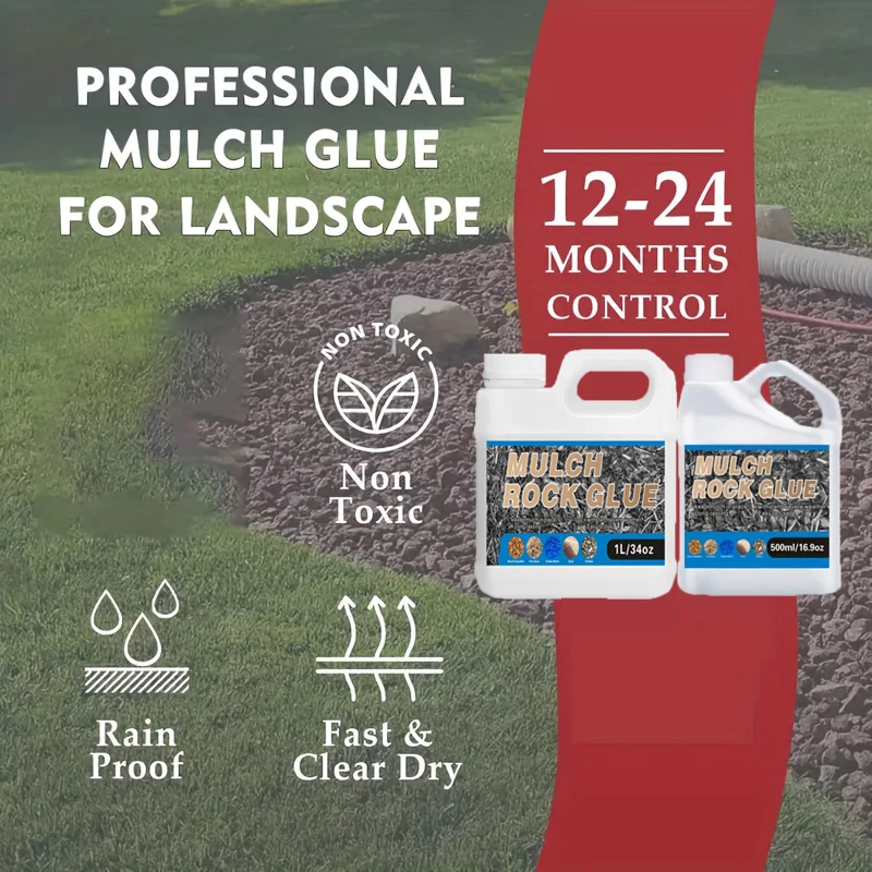 16.9/34oz Quick-Drying Mulch Rock Glue Keep Mulch In Place Long-lasting Garden Patio Adhesive For Concrete Pebbles Pine Straw