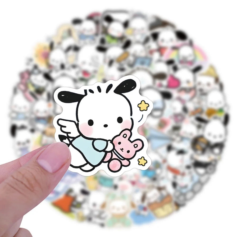

60/120PCS Cartoon Sanrio Pochacco Stickers Kawaii Puppy Doodle Decals Toys for Refrigerator Scooter Diary Desk Bicycle Graffiti