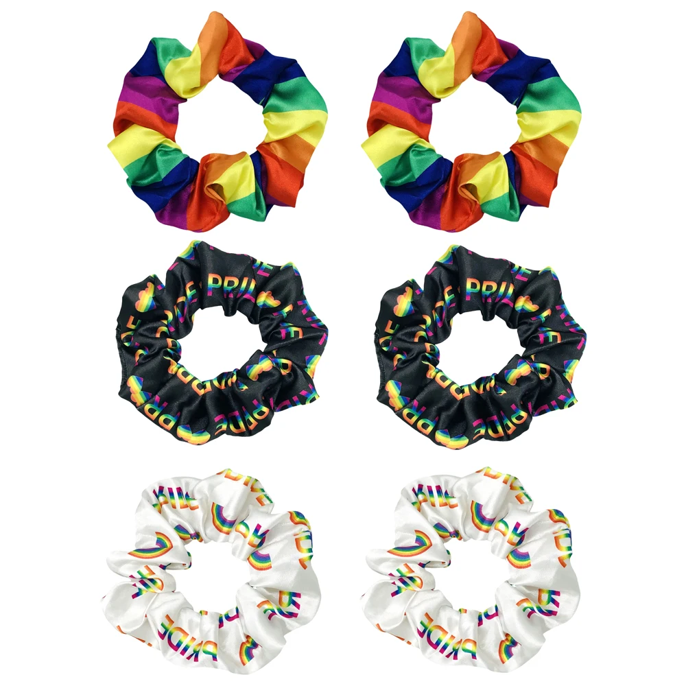 5/20pcs Rainbow Stripe PRIDE Hair Scrunchies Wholesale Elastic Band Scrunchy Bun Girls Ponytail Holder Wholesal