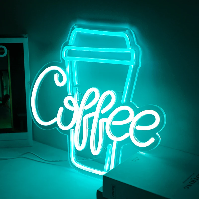 Coffee Neon Sign LED Word Neon Lights per Cafe Bar Resturant USB Letter Neon Light Signs for Wall Decor Beer Bedroom Party