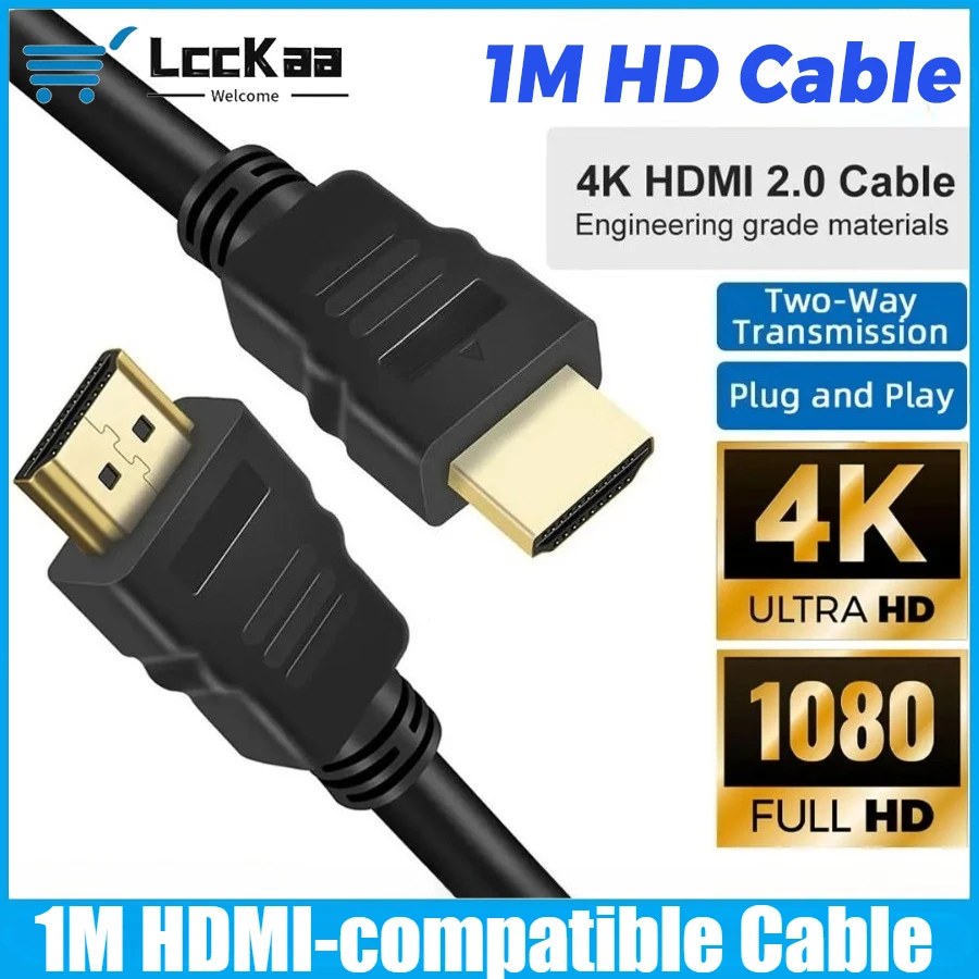 LccKaa 1M HDMI-compatible Cable Video Cables Gold Plated 1.4 4K 1080P 3D Cable  for HDTV Tablet TV Monitor Xbox UHD Samsung
