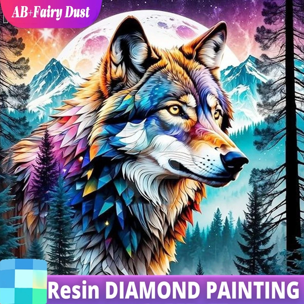 Смола Фея Пыль AB Алмазная Картина Животное Волк Новая Коллекция Полный Квадратный Круглый Дрель Мозаика Пейзаж Ремесло Набор Ручной Работы