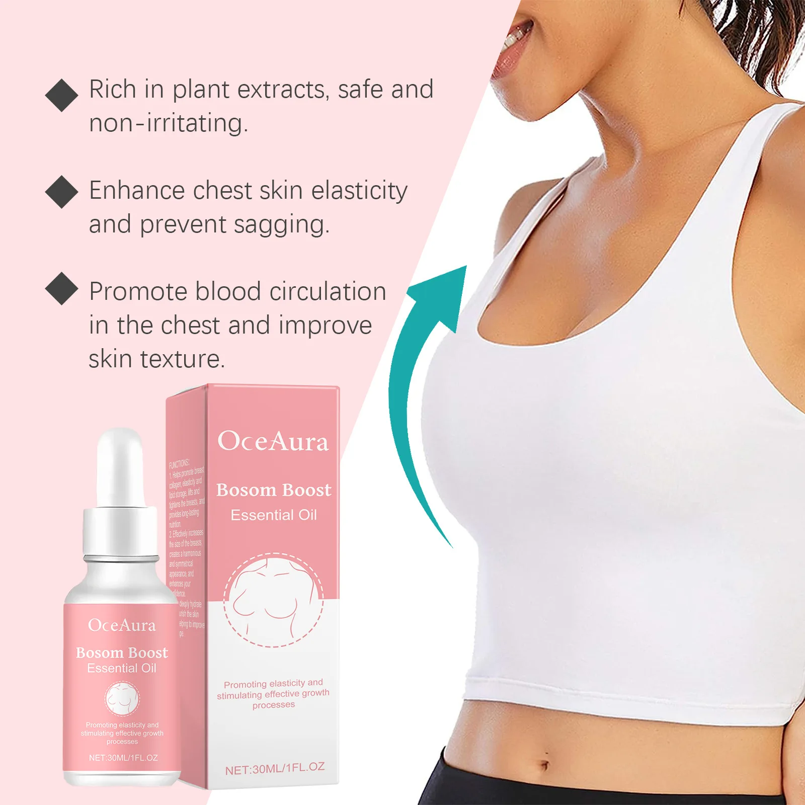 Natural Herbal Breast Massage Essential Oil Firming Lifting Anti Sagging Chest Plump Care Oil For Women Body Spa Moisturizing - view 2
