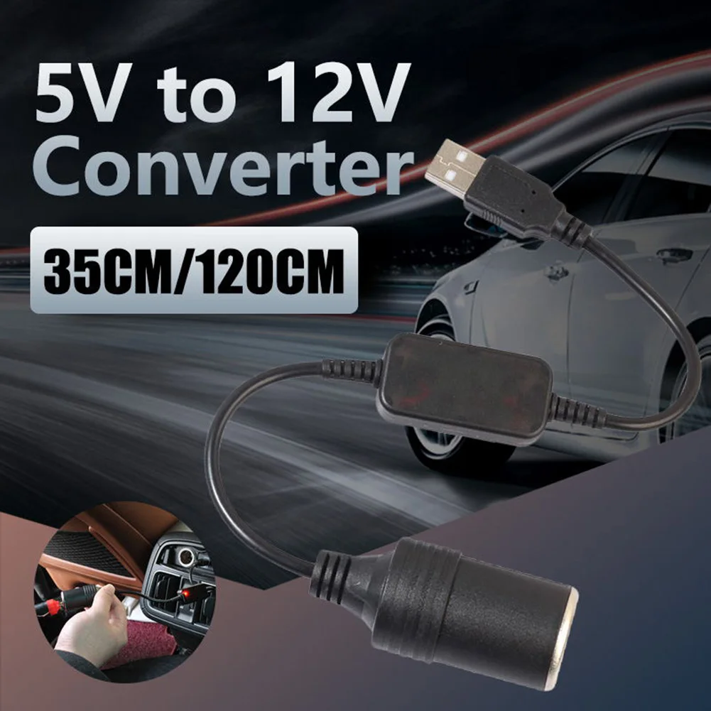 

Car 5V to 12V Power Converter Step Up USB Male to Cigarette Lighter Female Adapter Power Cable for Dash Cam Auto Accessories