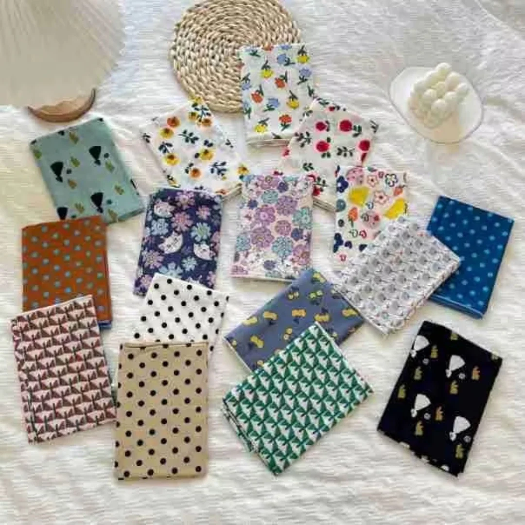 

2025 Girls Cotton Linen Spring Summer Square Scarf for Women Korean Chic Headband Fashion Decorative Hairband Floral Neck Scarf
