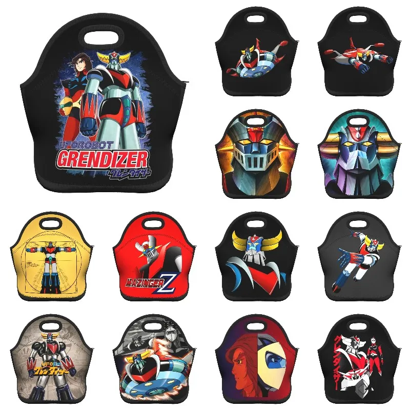 Goldorak Grendizer Actarus Resuable Neoprene Lunch Box Thermal Cooler Food Insulated UFO Robot Mazinger Lunch Bag Kids School