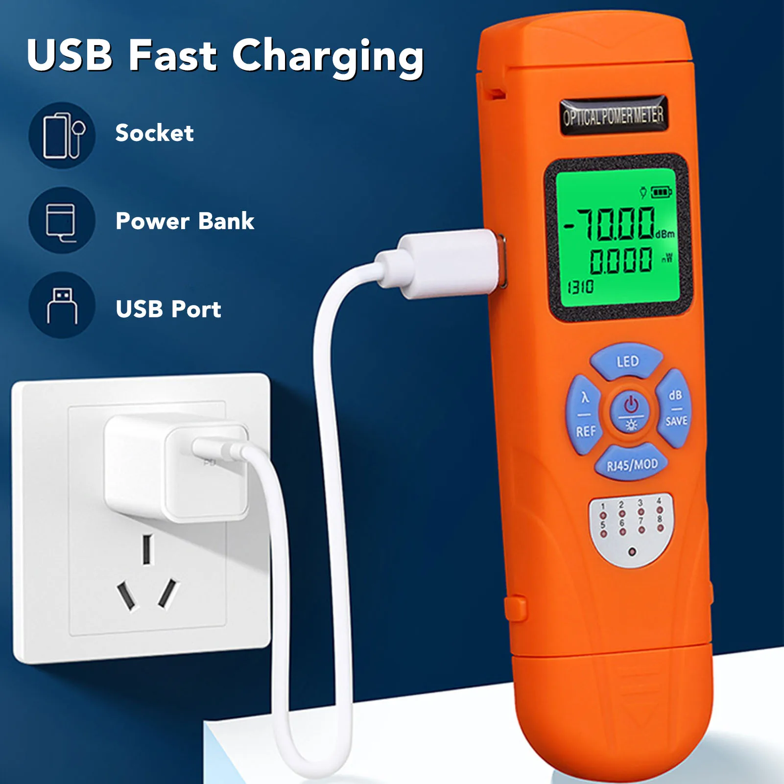 اختبار الكابلات الضوئية 650MAh بطارية ليثيوم قياس الطاقة الضوئية مقياس الطاقة الضوئية لصيانة التواصل الشبكي