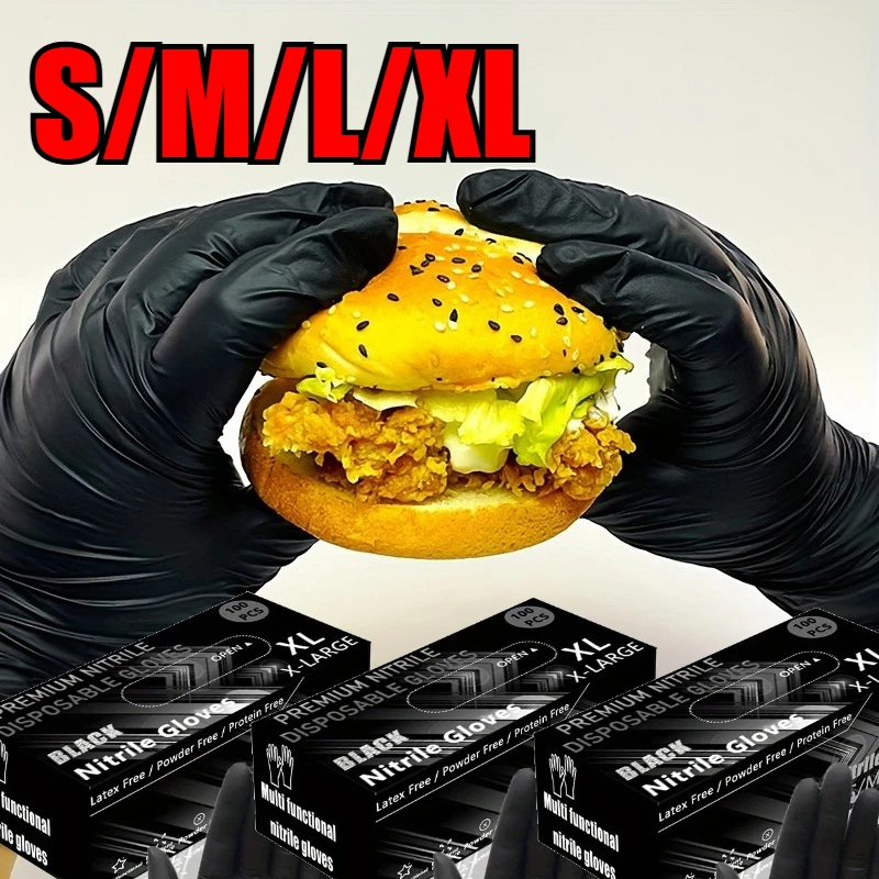 Black Disposable Nitrile Gloves Household Cleaning Disposable Nitrile Gloves Hairdressing and Nail Art Tools Disposable Apparel