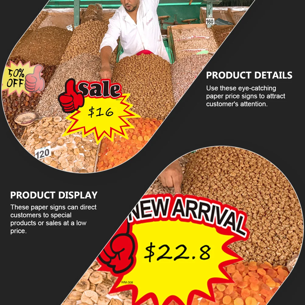 

50Pcs Commodity Price Signs Promotional Tags for Garage Sale School Carnival Reliable Paper Material Adhesive Label for Special