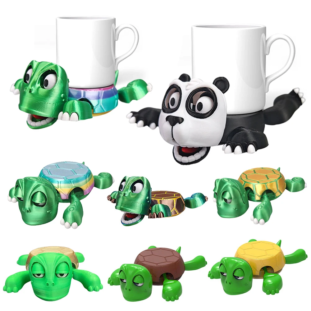 2025 montanha-russa de tartaruga quente 3d impresso caneca de café bebidas titular utensílios de mesa para casa decorativa engraçado pulando tartaruga pop up copo