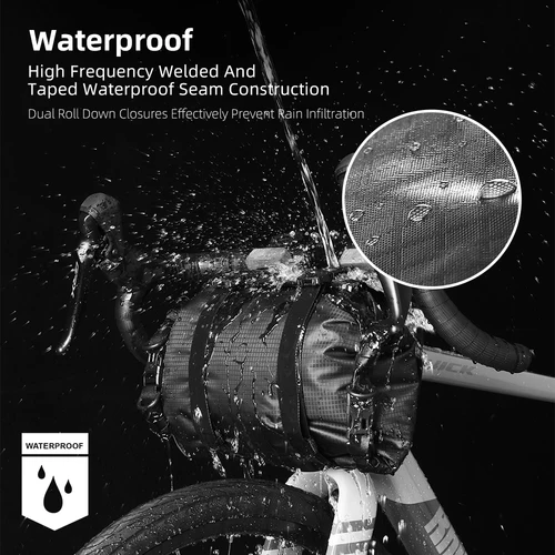 Imagen 2 del producto Arneses de manillar Rhinowalk Bilke, bolsa seca de 12L, bolsa frontal desmontable impermeable, Base de montaje de gran tamaño compatible con bicicleta de montaña y carretera