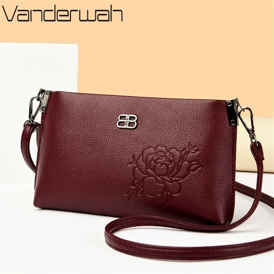 

Classic Embossed Rose Women's Shoulder Bag High-Quality Leather Small Crossbody Bag Fashionable Handbag