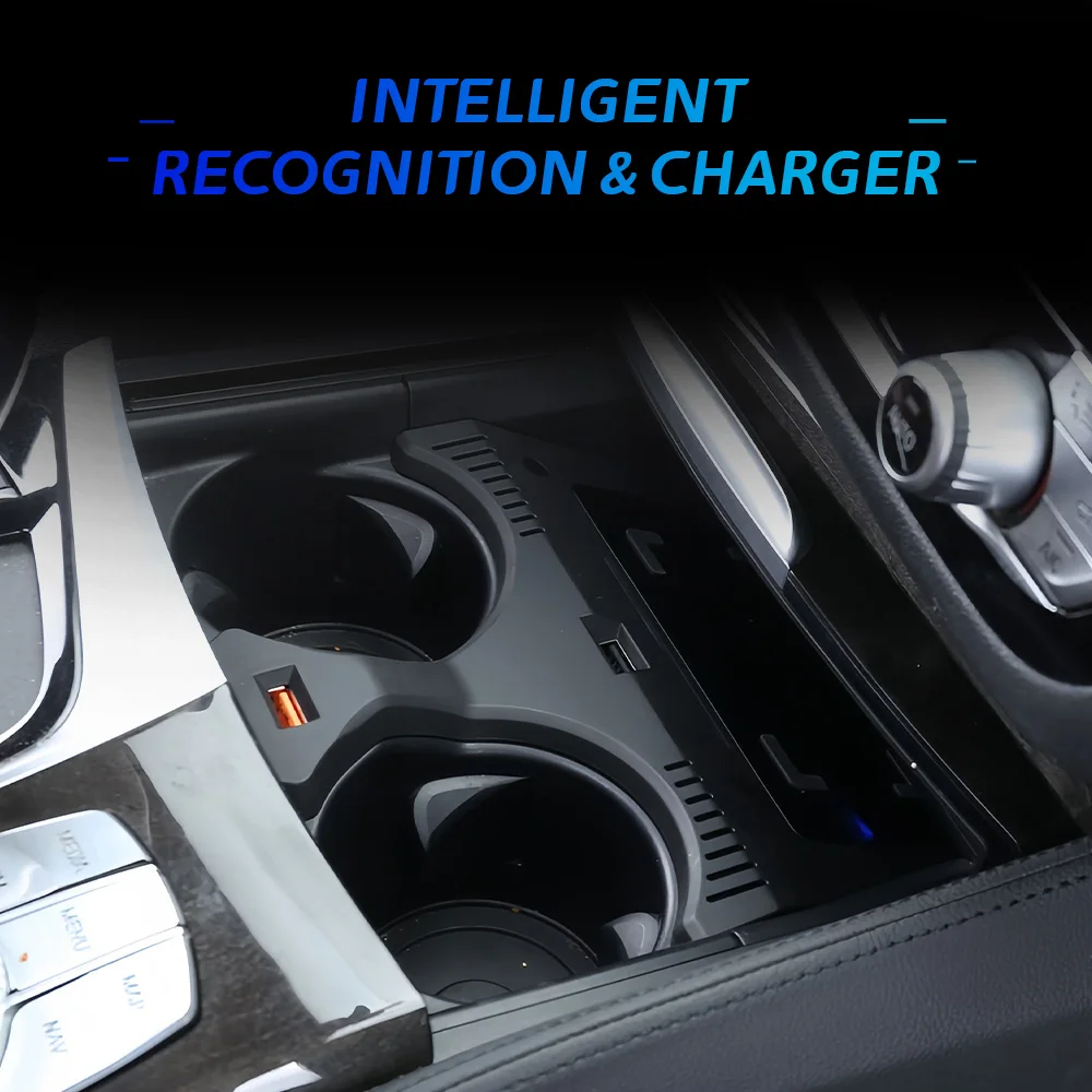 Car Wireless Charger Fast Mobile Phone Charger Charging Pad Plate Charging Holder for BMW 5 6 Series G30 G31 G32 G38 2018-2023