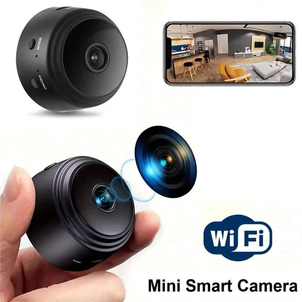 Mini Surveillance Camera 480p HD 2.4G WiFi Wireless Indoor Security Camera Rechargeable Battery with Two-Way Audio Night Vision