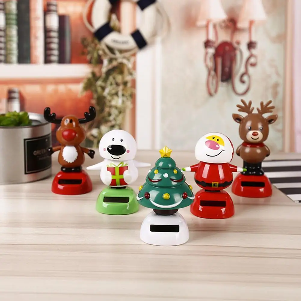 2024 Christmas Cute Car Decoration Solar Dancing Christmas Tree Snowman Santa Elk Automatic Rocking Car Interior Decoration