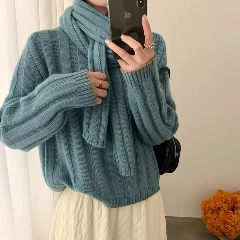 

Autumn and Winter New 100% Pure Wool Knitted Pullover Korean Knitted Cashmere Sweater Loose Hot Selling Women's Top