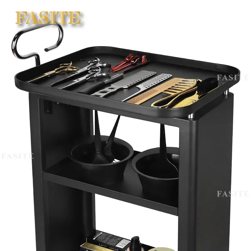 For Beauty Storage Trolley Barber Shop Perm Dyeing Tool Cart Hair Hand Pull Bar Multi-functional Tool Cabinet