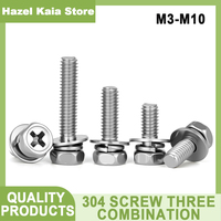 3-20 pcs Cross recessed Hex Head with Washer Sem Screw M3 M4 M5 M6 M8 M10 Stainless Steel Metric Three Combination Thread