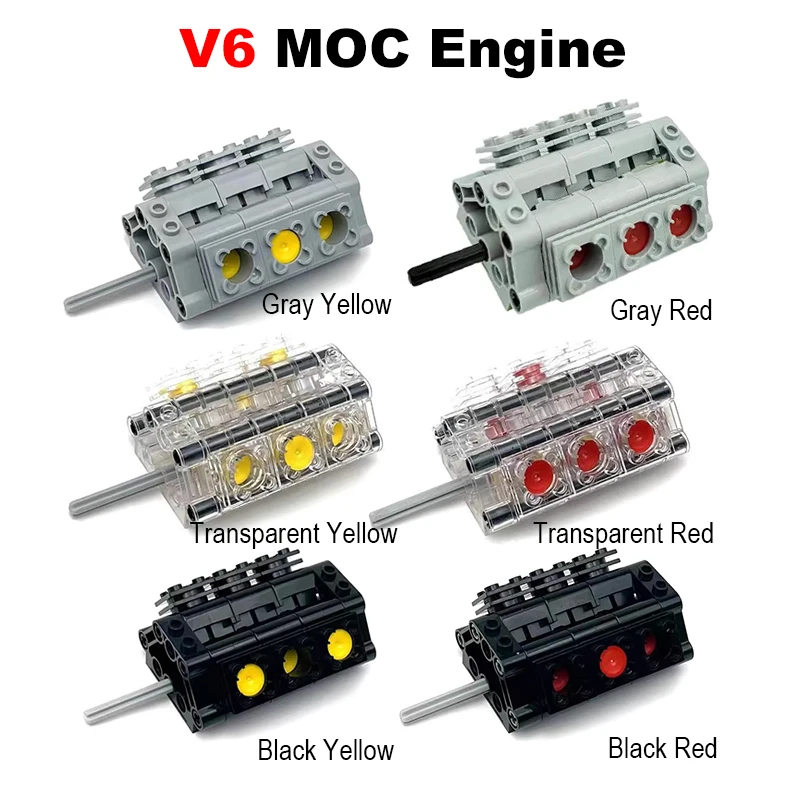 Pneumatic Cylinder Model Technology Parts Building Blocks V2/V4/V6/V8/V10/V12 Cars Engine Assembly MOC Bricks Toys Accessories
