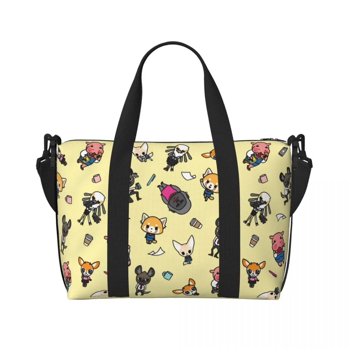 

Custom Aggressive Retsuko Grocery Tote Shopping Bags Women Big Capacity Cartoons Gym Beach Travel Bags