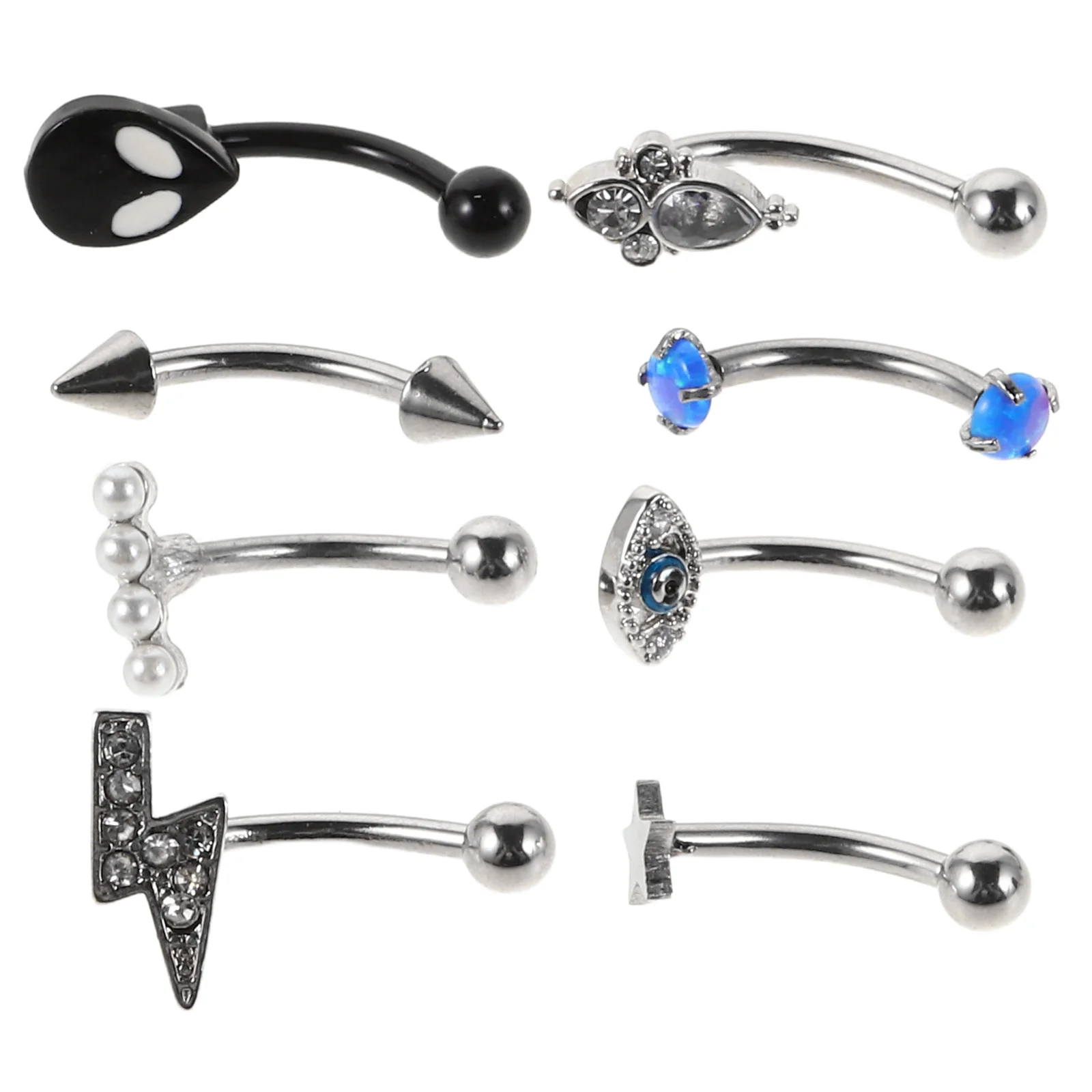 

8Pcs Unique Eyebrow Piercing Jewelry Stainless Steel Steampunk Face Jewelry Set Hypoallergenic Vintage Eyebrow Rings Women