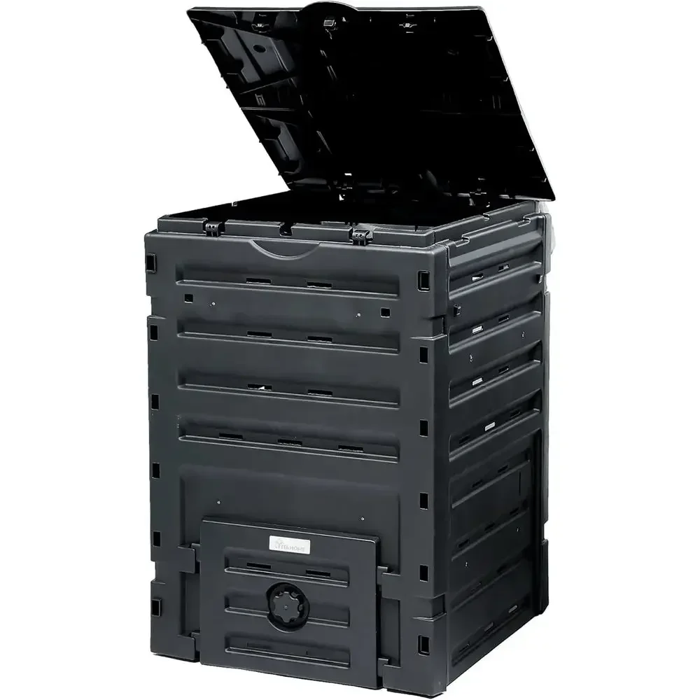 Large 120 Gallon Outdoor Compost Bin with Snap-on Lid and Aeration, Lightweight Tumbler for Garden Composting