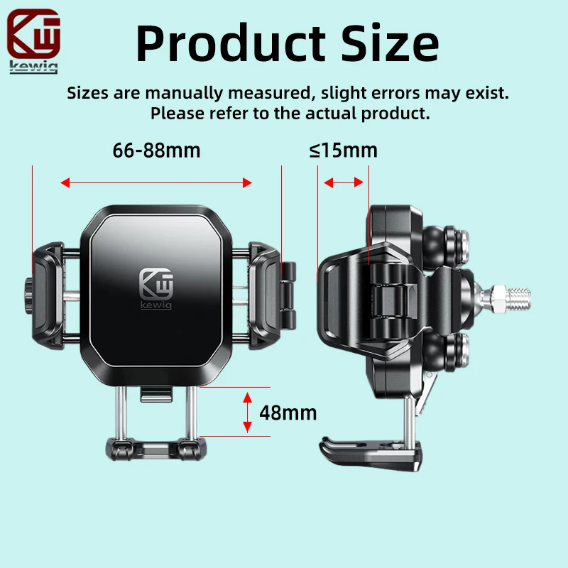 Kewig M33P-C1 Mini Motorcycle Phone Holder With Vibration Dampener Anti-Theft Phone Mount For Motorbike Bicycle Bike Scooter