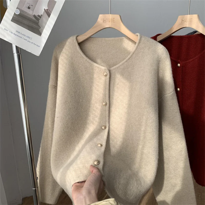 

Small Fragrant Style Sweater 2025 New Spring Autumn Korean Style Round Neck Single Breasted Knitted Cardigan Coat Knitwear