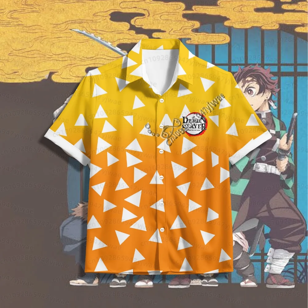 26 Demon Slayer Beach Shirt Short-Sleeved Men's Shirt, 2026 New Style, Cartoon Japanese Anime Men's Hawaiian Shirt Men T-Shirt - view 2