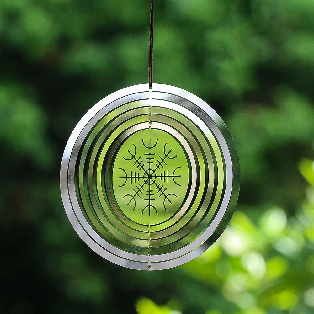 10CM Ice Rune Wind Spinner Hanging Circular Chimes 3D Visual Effect Rotating Blade DIY Holiday Garden Decor Yard Bird Repellers