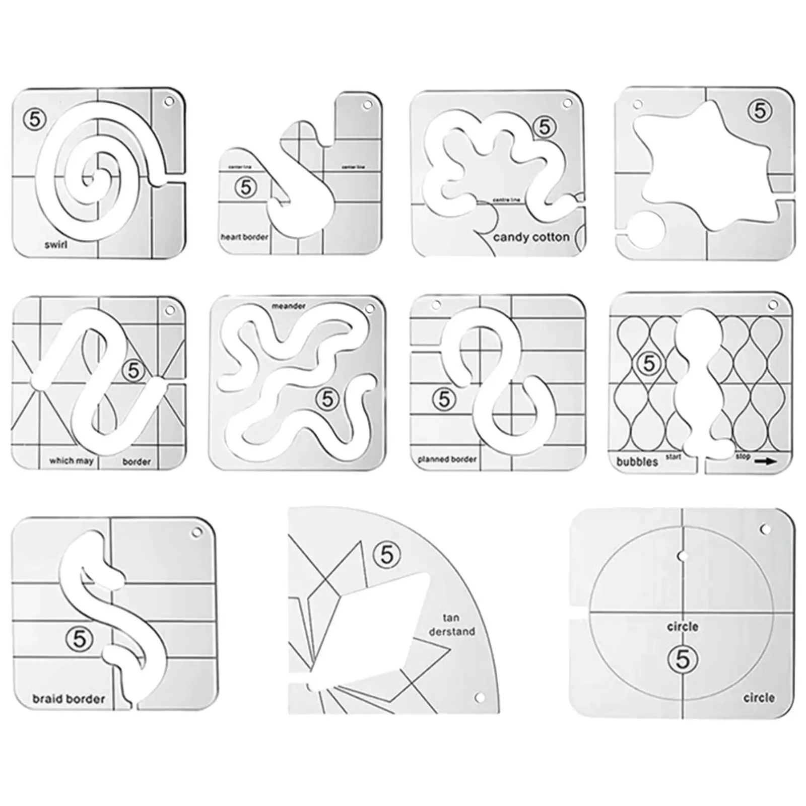 

Free Motion Quilting Templates Set DIY Domestic for Embroidery Hobbyists