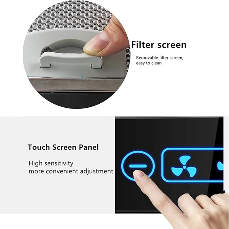TYTXRV Caravan Range Hood Ductless Range Vent with Touchable Screen & Double LED Light 3 Speed Adjustable for RV Yacht Kitchen - view 5