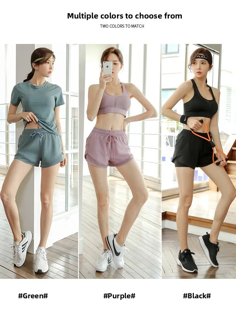 ملابس رياضية لليوجا صيفية رفيعة للنساء من Qui Dry قابلة للتنفس للتخسيس في الهواء الطلق، مجموعة ملابس الجري الصباحية