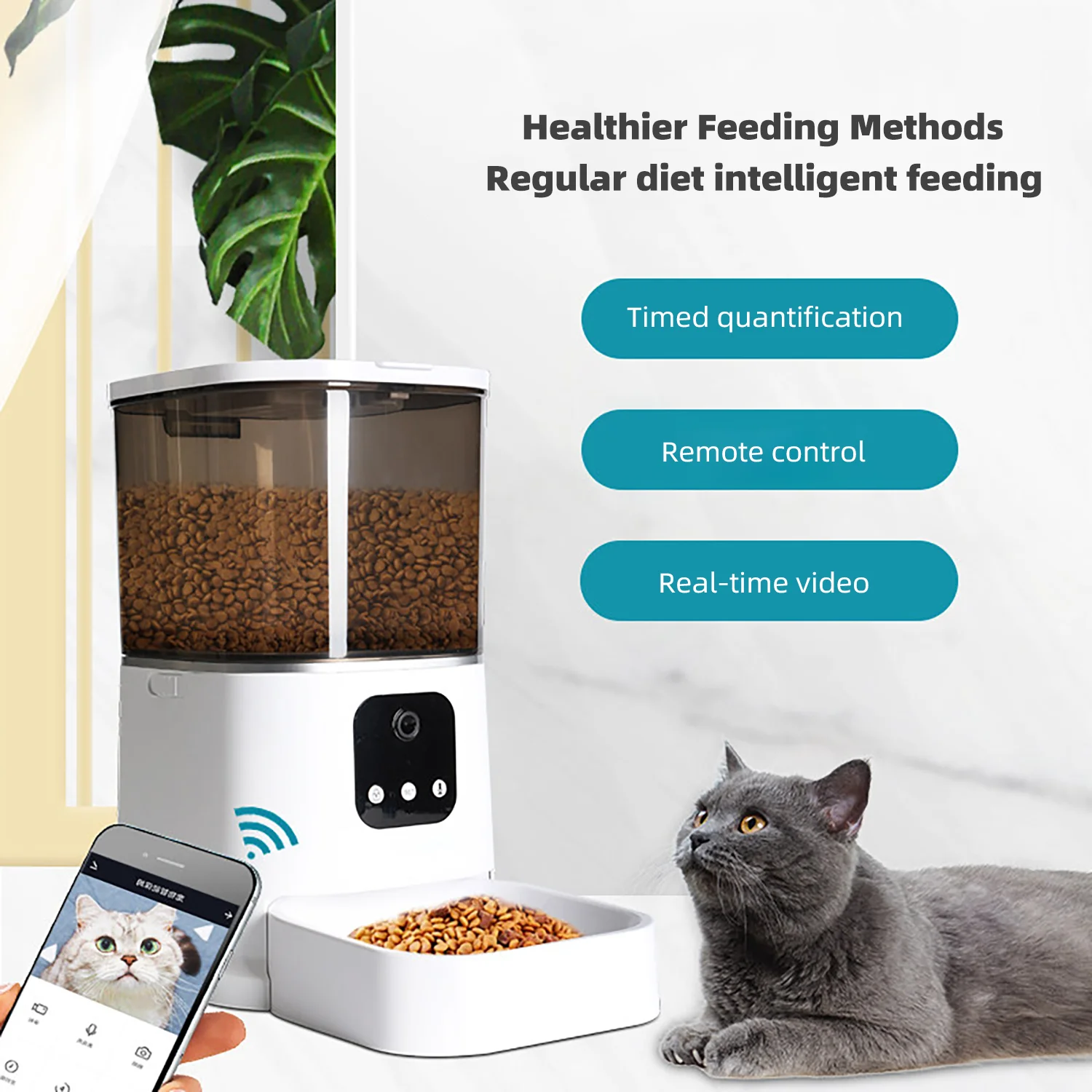 Hot sale heavy duty 6L Tuya remote app wifi mobile automatic dog cat auto bowl smart pet feeder