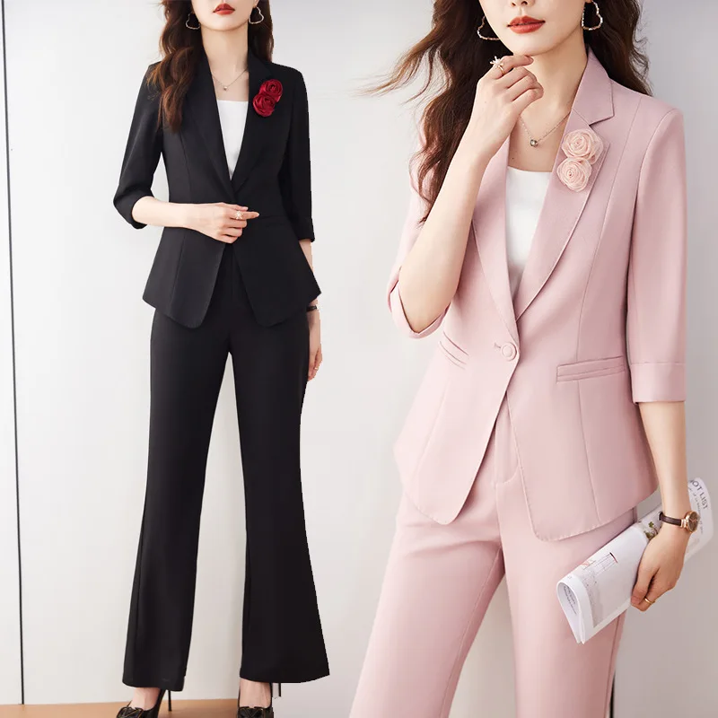 

Pink Suit Jacket for Women 2023 Summer Thin Small Casual Business Attire Temperament Goddess Style Suit