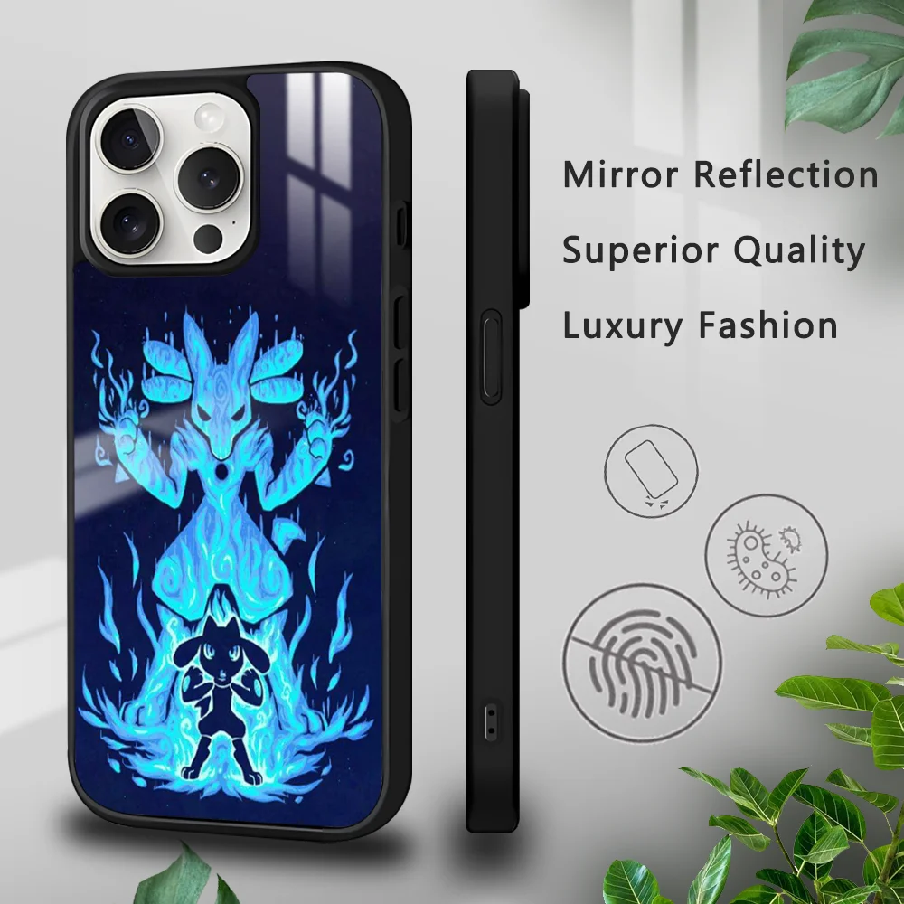 Cool Lucario Mewtwo Cartoon Phone Case For iPhone 16 15 14 13 12 11 Pro Xs Max Mini Plus Celulares Hard Funda