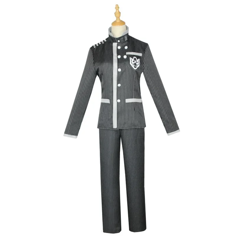 Novo dangan ronpa shuichi saihara cosplay traje preto danganronpa v3 chapéu calças superiores peruca curta vestido de halloween uniforme escolar masculino