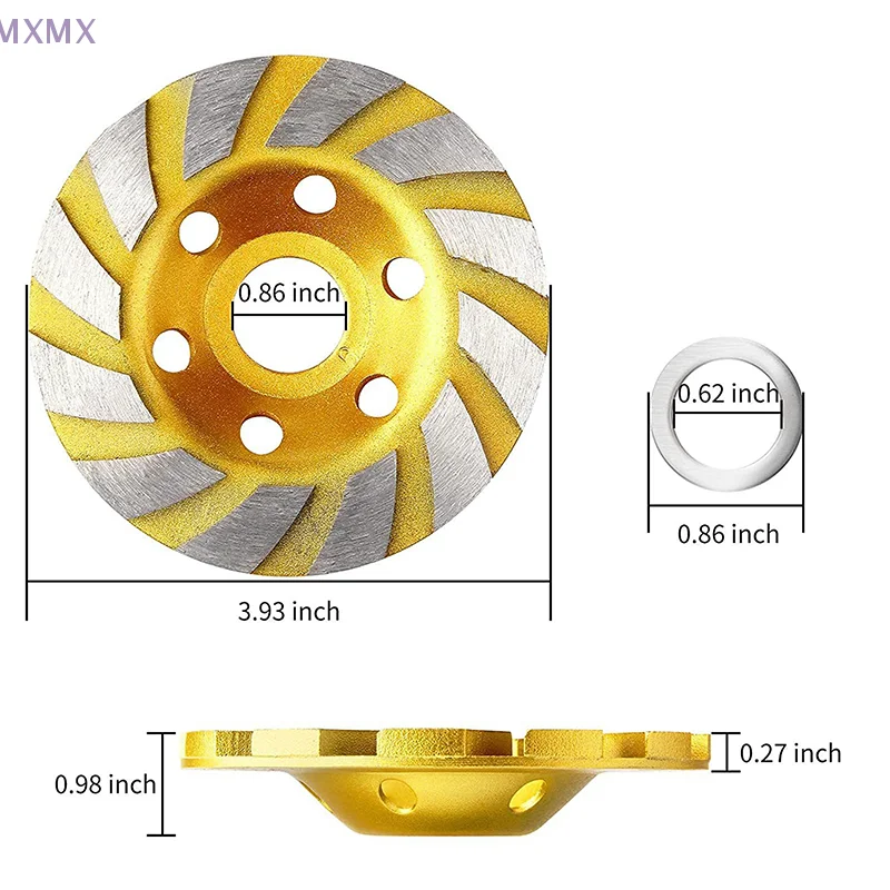 4 นิ้วคอนกรีต Turbo เพชรบดถ้วยล้อ 12 Segs Heavy Duty เครื่องบดมุมล้อสําหรับเครื่องบดมุม