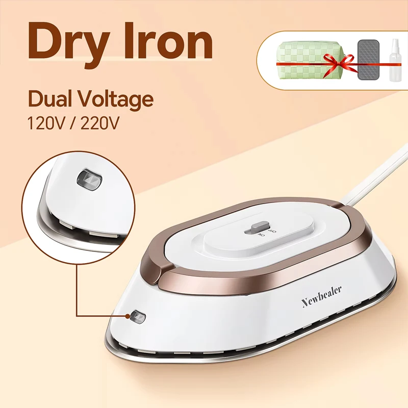

Mini Electric Iron Dual Voltage 110V/220V 30S Preheating Non-steam Portable Travel Dry Iron for Quilting Sewing Clothes
