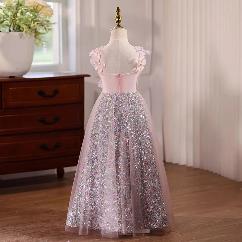 New Children's Princess Costume Catwalk Piano Performance Birthday Party Dresses For Girls A4557 Vestidos Bridesmaid Dresses