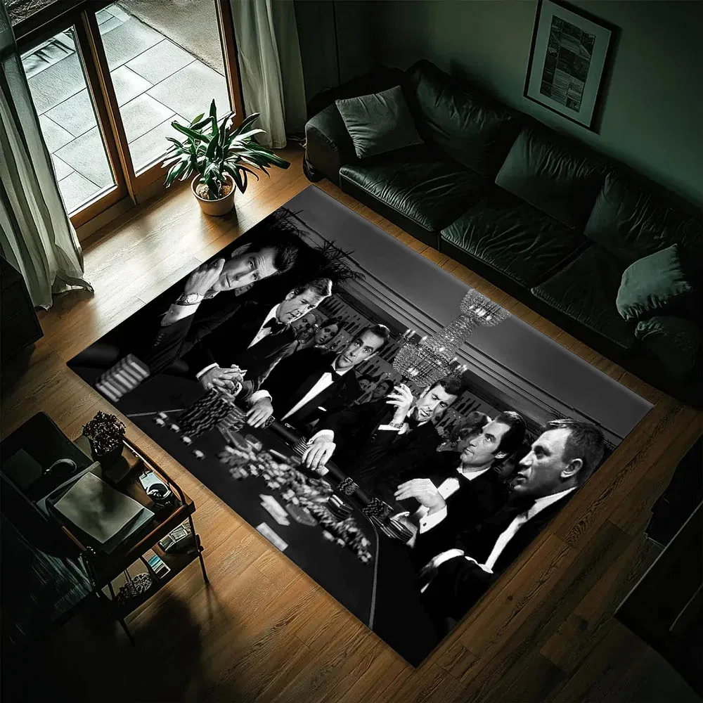3D Spy Film Classic Poker J-Jame-s B-Bond Movie Carpet Rug Art for Room Decor Home Bedroom Gift Fans Area Rug Non-slip Floor Mat