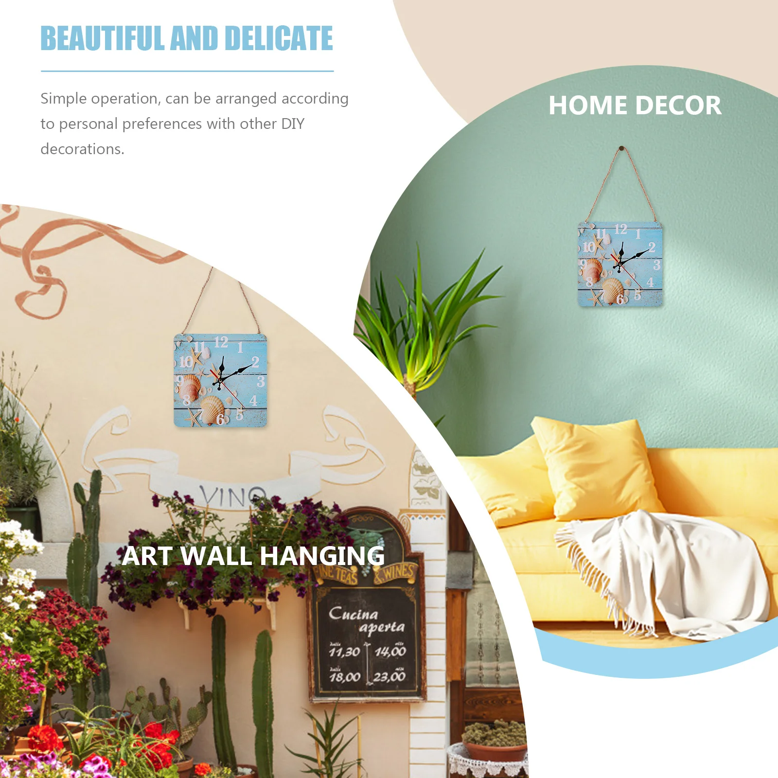 

1Pcs Retro Nordic Vintage Hanging Wall Clock Square Silent Decorative Clock for Living Room Energy Saving -Free