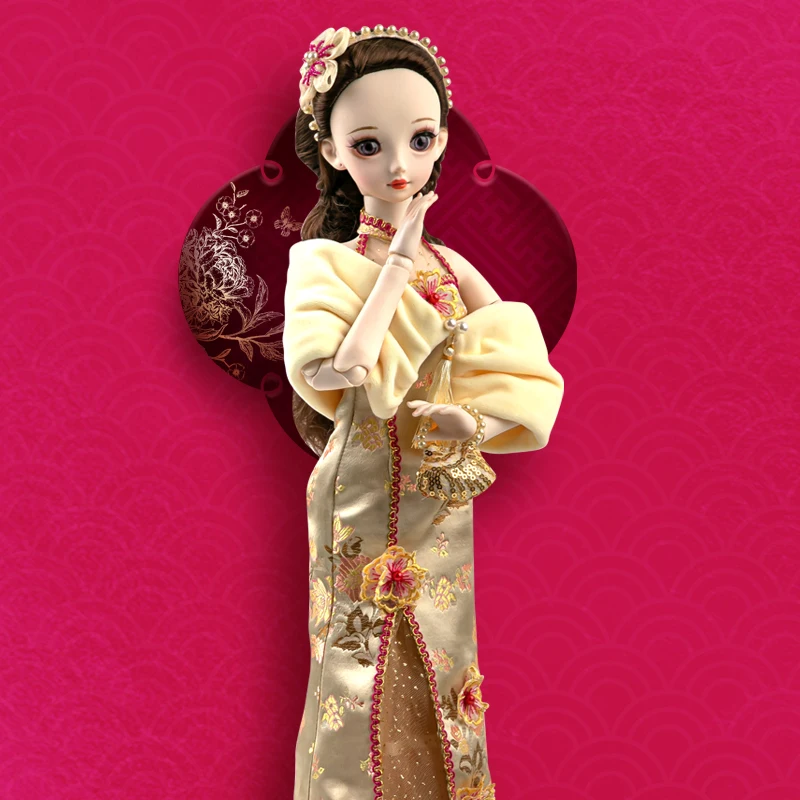 1/3 Doll Cheongsam doll of the Republic of China BJD 62cm Ball Jointed DollsClothes Shoes hand painted Makeup Girls Toys Gift