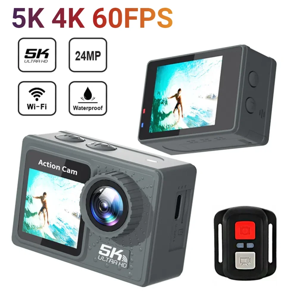 5K 4K 60FPS Sport Camera Anti-shake WIFI Action Video Cam Dual Screen Outdoor Cycling Camera 30m Waterproof with Remote Control